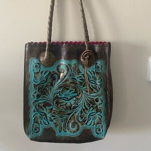 Patricia Nash Cavo Turquoise tote shopper purse
